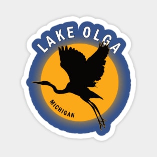 Lake Olga in Michigan Heron Sunrise Magnet