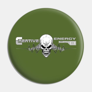 WEIRDO - Creative Energy Flo - Skull - Black and White - Dark Olive Pin