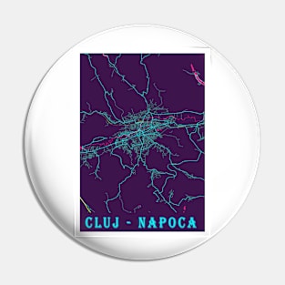 Cluj - Napoca Neon City Map, Cluj - Napoca Minimalist City Map Art Print Pin