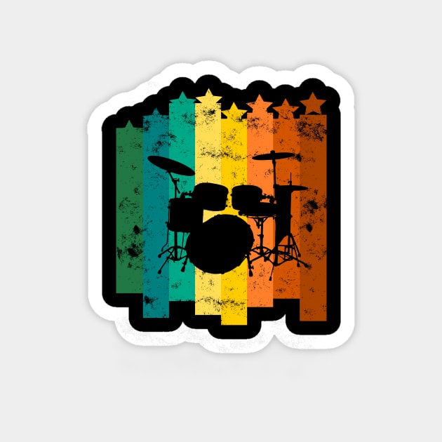 Retro Drums Drummer Gift Drumming Vintage Magnet by Lomitasu