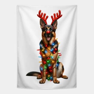 Christmas Red Nose German Shepherd Dog Tapestry