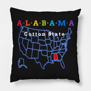 Alabama, USA. Cotton State (Map Version) Pillow