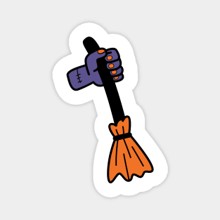 Halloween cute hand and witch broom Magnet