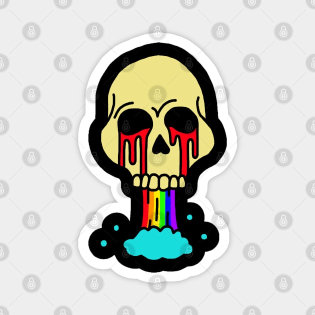 Rainbow Waterfall Skull Magnet by GiantAlienMonster