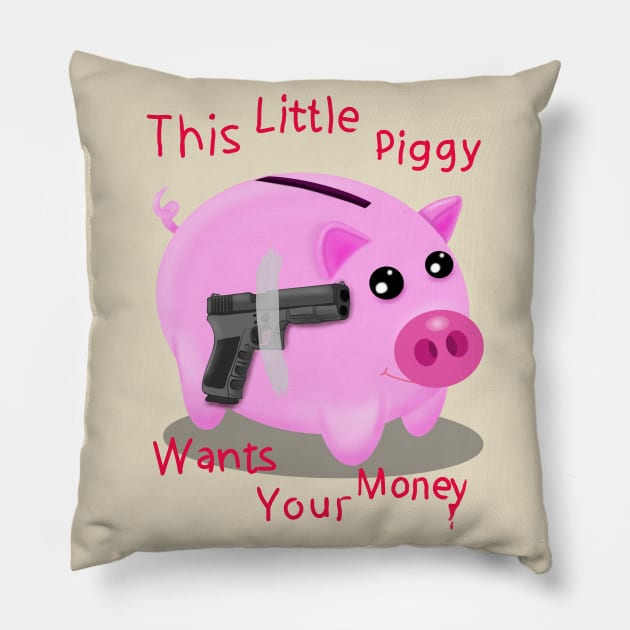 Evil Piggybank Pillow by DrawAHrt