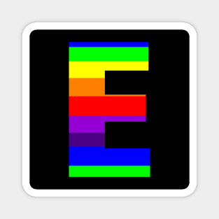 The Letter E in Rainbow Stripes Magnet