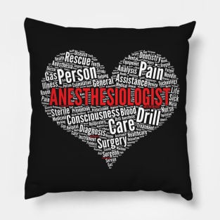 Anesthesiologist Heart Shape Word Cloud Anesthesia Doctor design Pillow