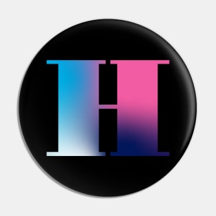 Capital Letter H Monogram Gradient Pink Blue White Pin