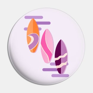 Purple, pink and orange retro surfboards Pin