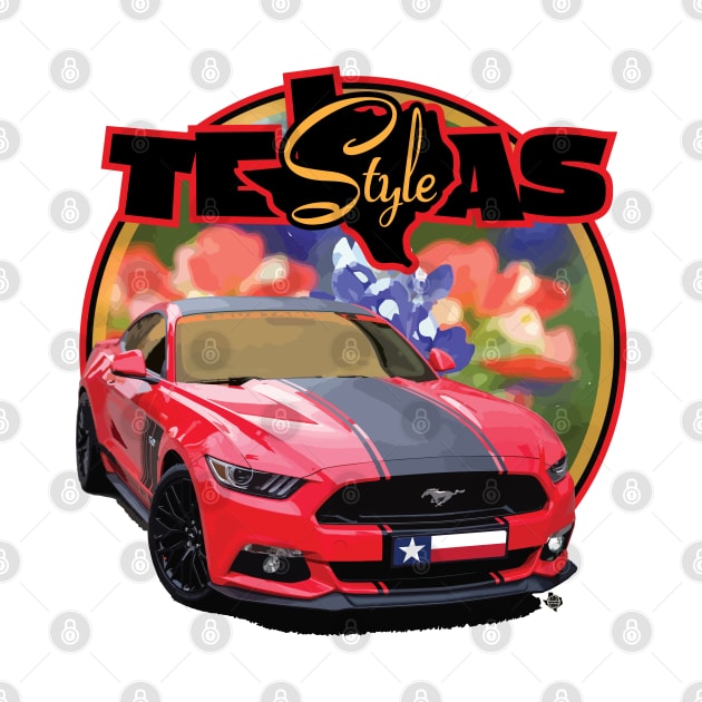 Texas Style Mustang Texas Flag by CamcoGraphics