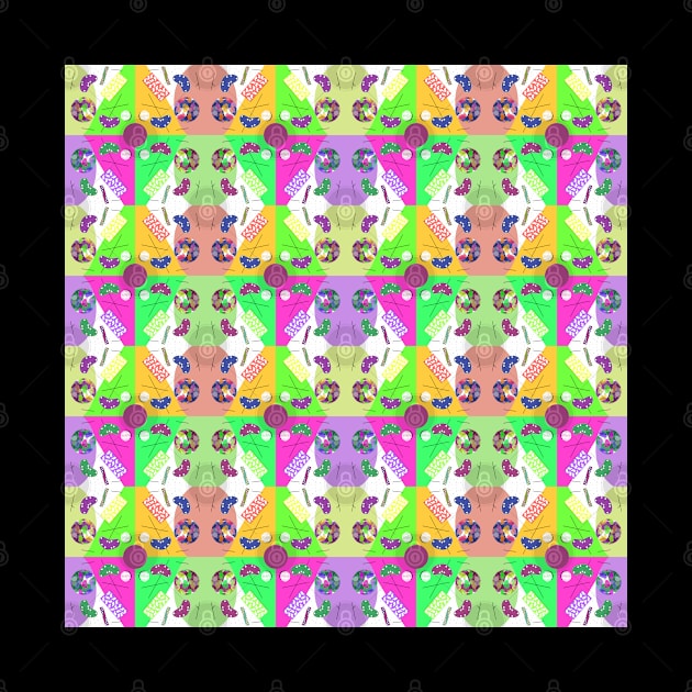 Checked Rainbow Fruity Kaleidoscope Memphis Design Pattern by BillingtonPix