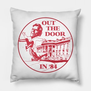 Ronald Reagan Out the Door in 84 Political Design Pillow