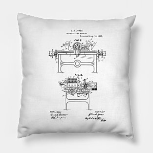 Splint Cutting Machine Vintage Patent Hand Drawing Pillow