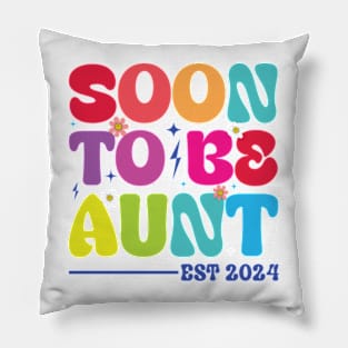 Soon to be aunt est 2024 Groovy Auntie Pillow