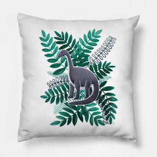 Dinosaur & Leaves - Teal Pillow