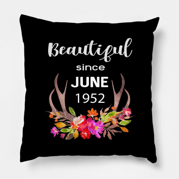 Deer Antler Elk Hunting Flower Horn Beautiful Since June 1952 Pillow by familycuteycom