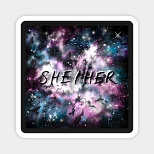 Space Trans Pride She/Her Pronouns Magnet