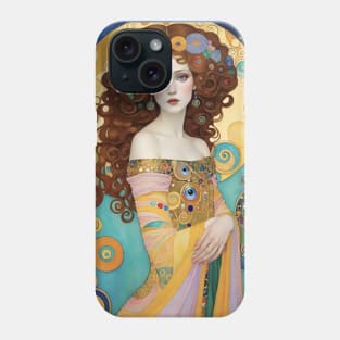 Gustav Klimt's Opulent Muse: Inspired Woman in Golden Splendor Phone Case