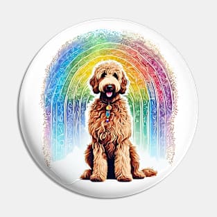 Goldendoodle Boho Rainbow Pin