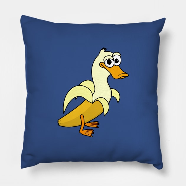 Funny Cartoon Banana Duck Hybrid Humor Meme Pillow by AlKap