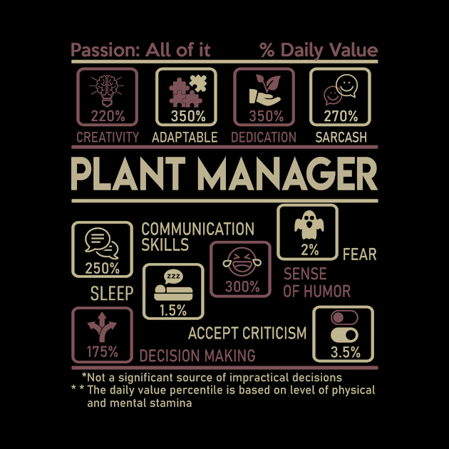 Plant Manager T Shirt - Multitasking Daily Value Gift Item Tee by candicekeely6155