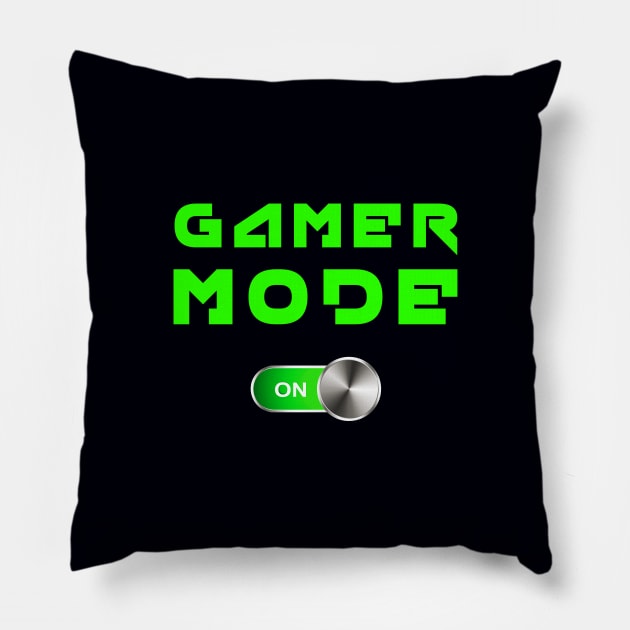 GAMER MOD ON - from the 90s green fluo Pillow by BACK TO THE 90´S