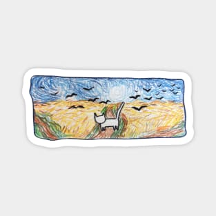 Cat Van Gogh, starry night drawing Magnet