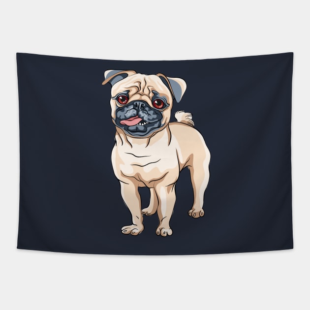 Fawn pug Dog Tapestry by kavalenkava