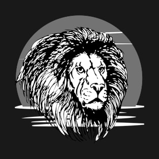 Cute Lion Head Digital Graphics T-Shirt