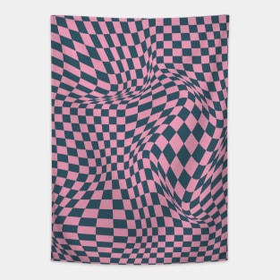 Checkerboard Pattern - Pink Blue Tapestry