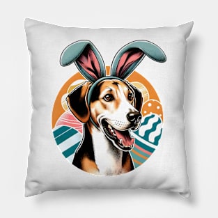 American Foxhound with Bunny Ears Celebrates Easter Pillow