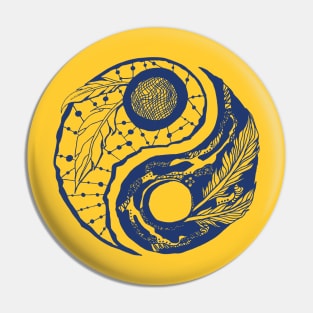 Navy Gold Yin Yang Pin