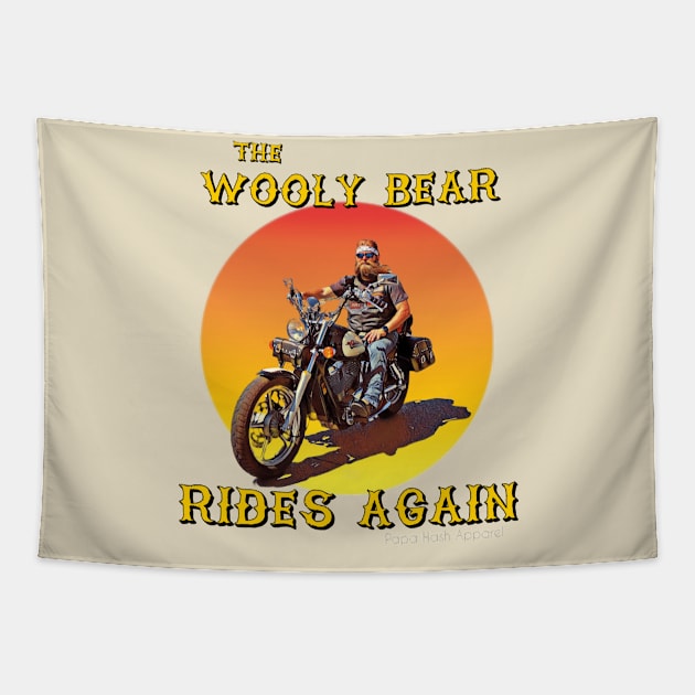 Papa Hash Apparel: The Wooly Bear Rides Again Tapestry by Papa Hash's House of Art