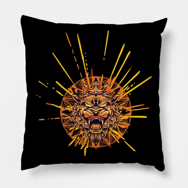 Sun King Lion Pillow by nathalieaynie