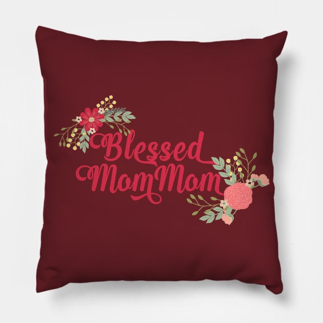 Blessed MomMom Floral Christian Grandma Gift Pillow by g14u