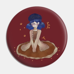 Whimsigoth Cottagecore Blue Mushroom Girl Pin