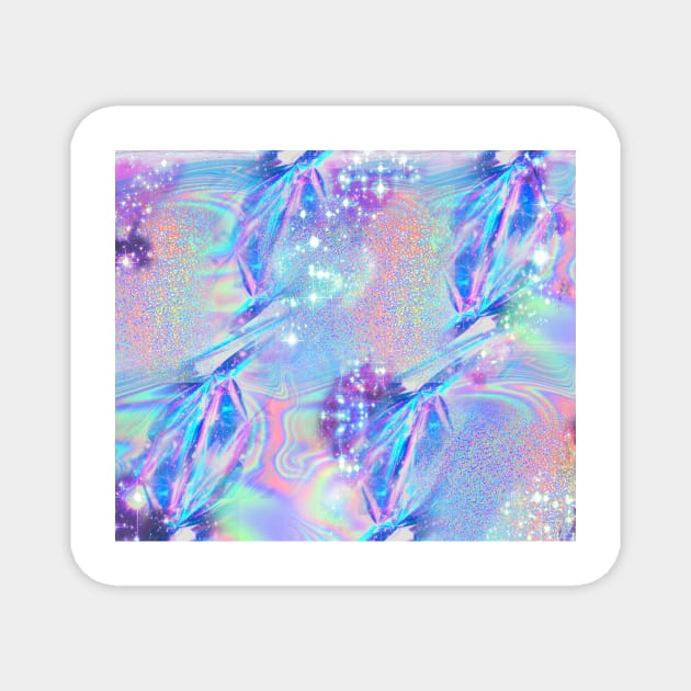 Sparkly Rainbow Holographic Pattern Magnet by saradaboru