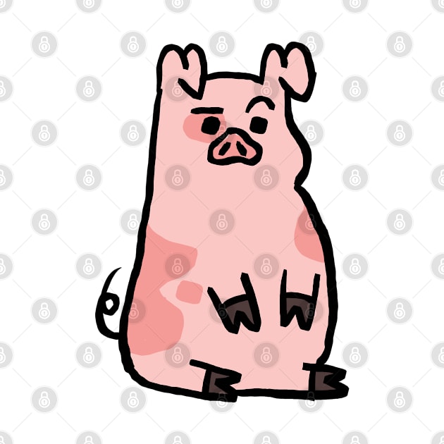 Cute Cartoon Piggy very Amused by Porkzby