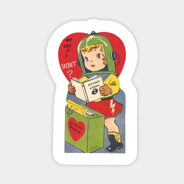 Valentine—Secret Code Space Girl Magnet by Eugene and Jonnie Tee's