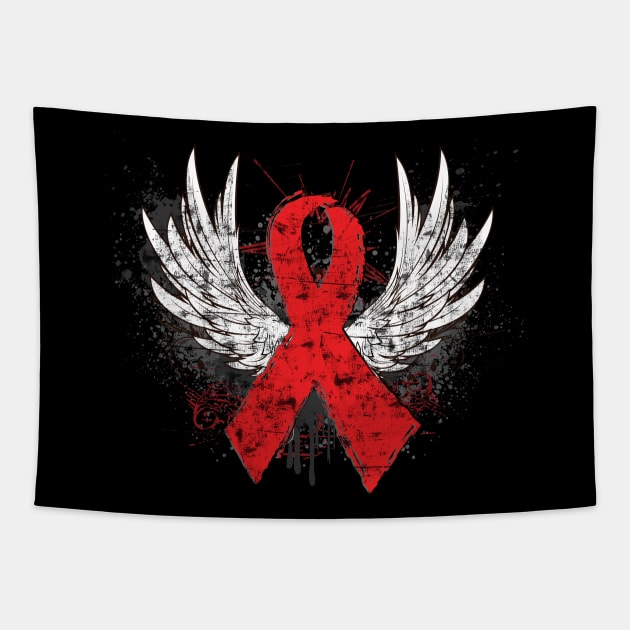 Winged Red Ribbon - World AIDS Day Tapestry by wheedesign