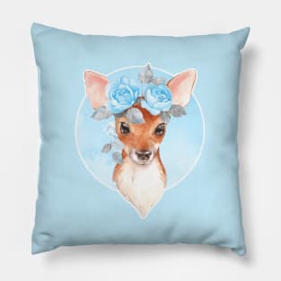 Fawn and blue roses Pillow