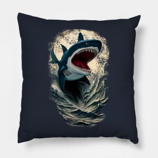 Shark and  ocean Pillow