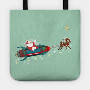 Retro Rocket Santa Clause  and Rudolph Tote