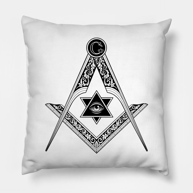 Freemason Square and Compass Pillow by OccultOmaStore