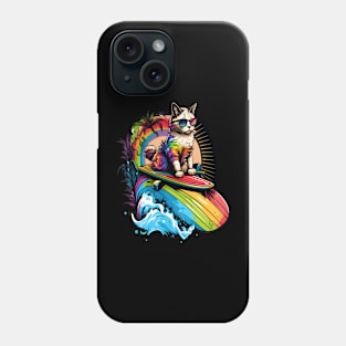 Rainbow Cat Surfer Surfing Lover Surf Phone Case