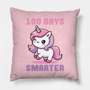 100 Days Smarter of School Unicorn Pillow