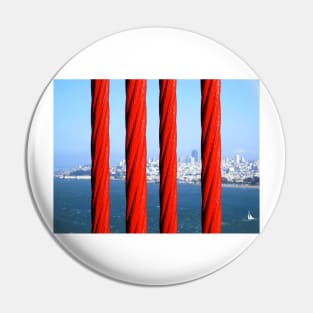 San Francisco from the Golden Gate Bridge, through the Steel Ropes. California 2009 Pin