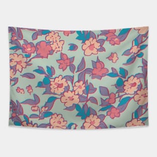 Floral Pattern 90's lofi: Nostalgic Bloom Reverie Tapestry