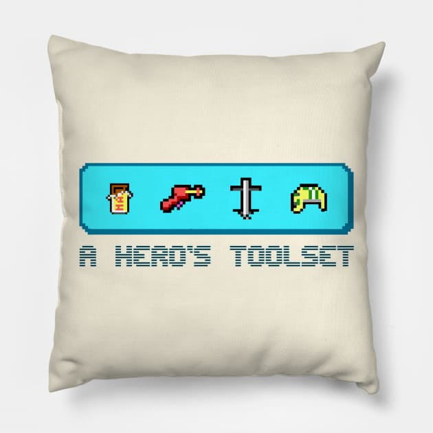 A Hero's Toolset Pillow by Galitoosh