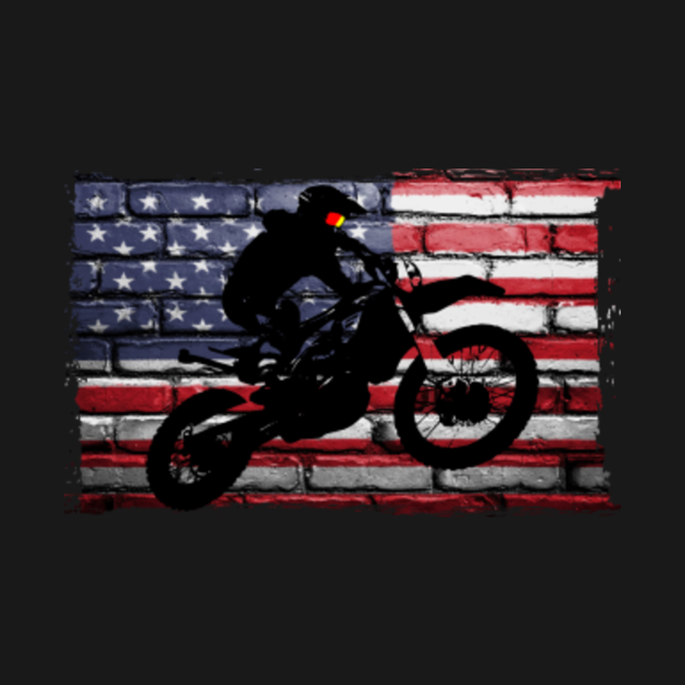 Vintage American Flag Dirt Bike - Dirt Bike - T-Shirt | TeePublic